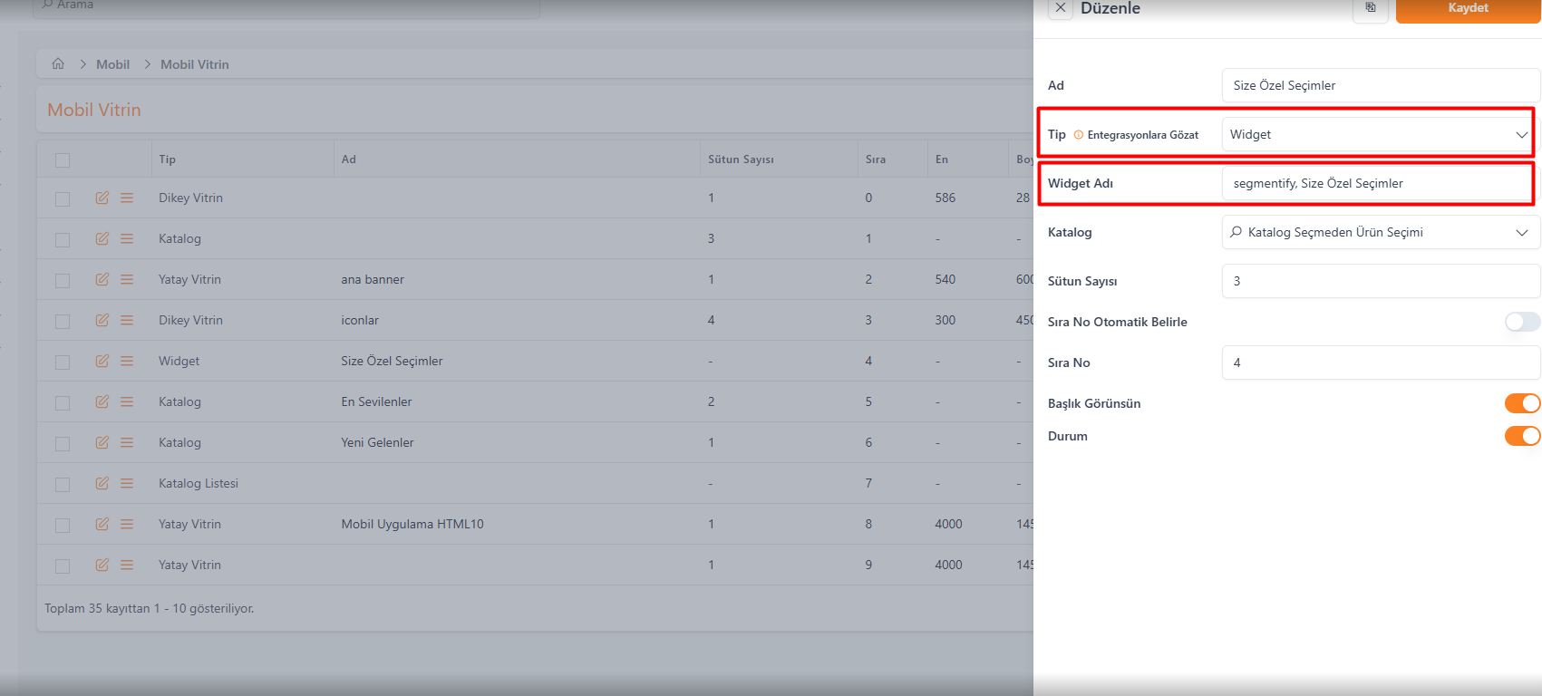 Segmentify Widget Ekleme Örneği